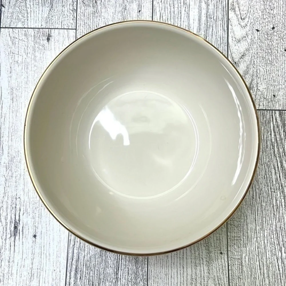 Lenox American By Design Holiday Bowl Green Holly & Red Ribbon Gold Trim